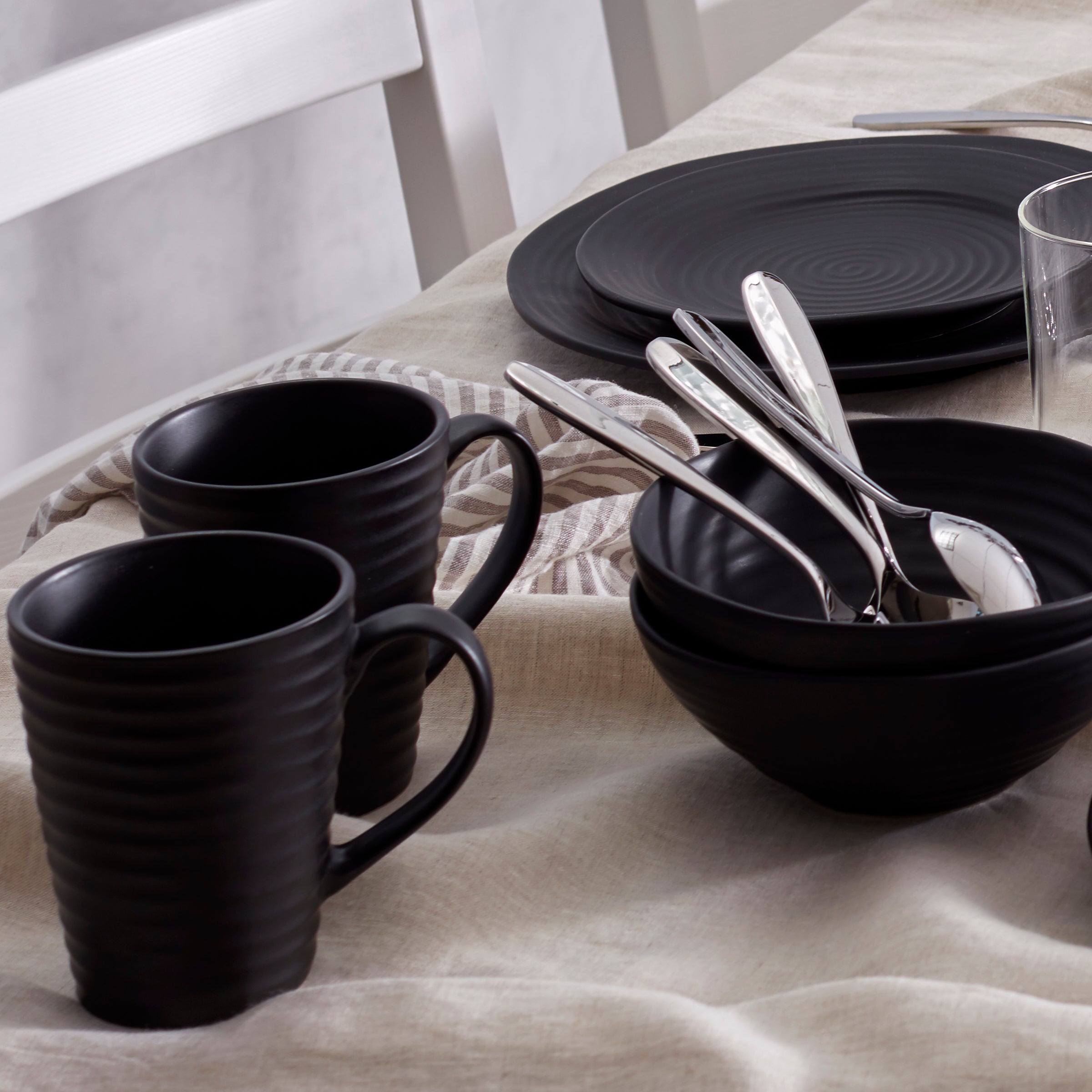 Ridge Black Mugs. Set of 4 - Image 2