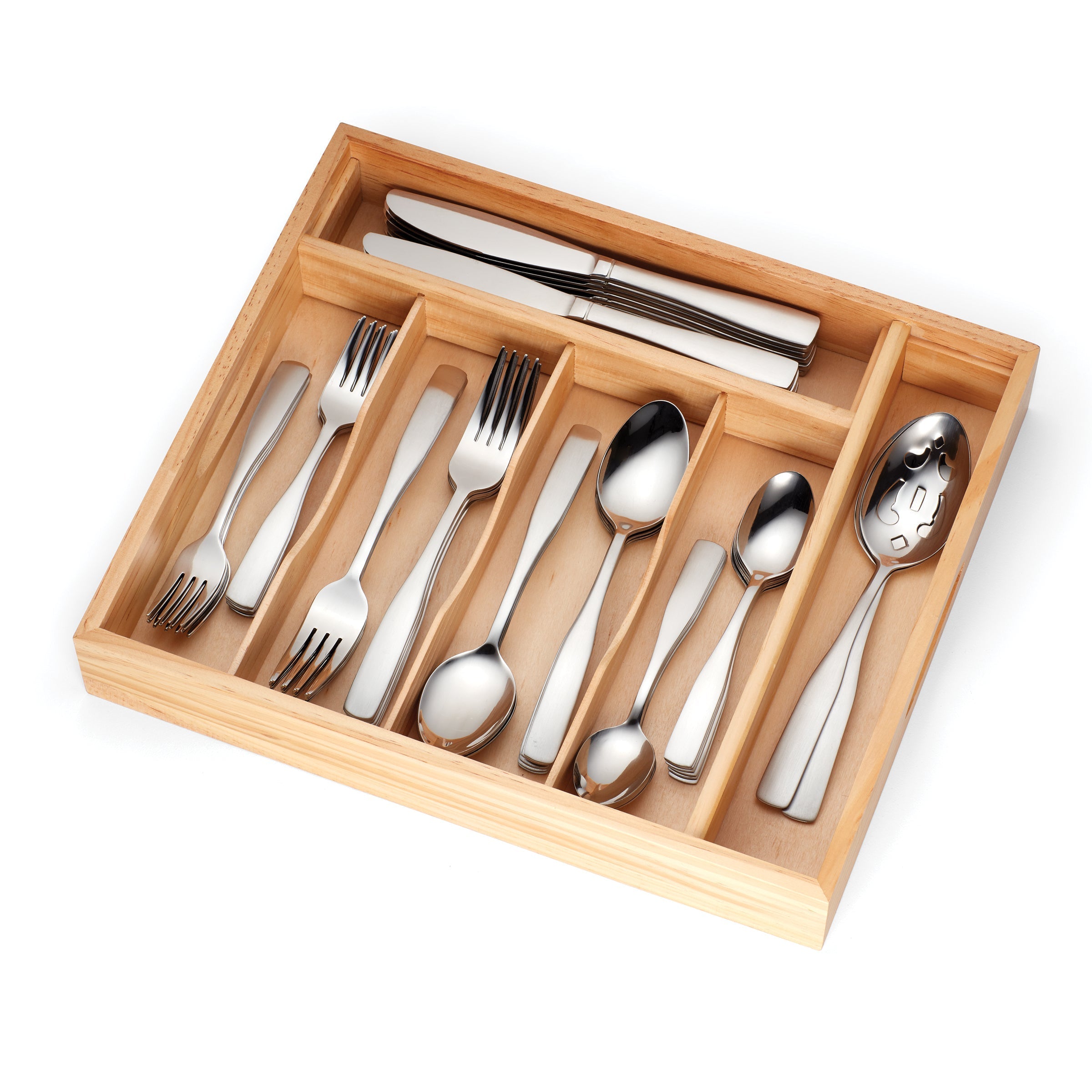 Madison Satin 62-Piece Flatware Set with Wood Tray - Image 3