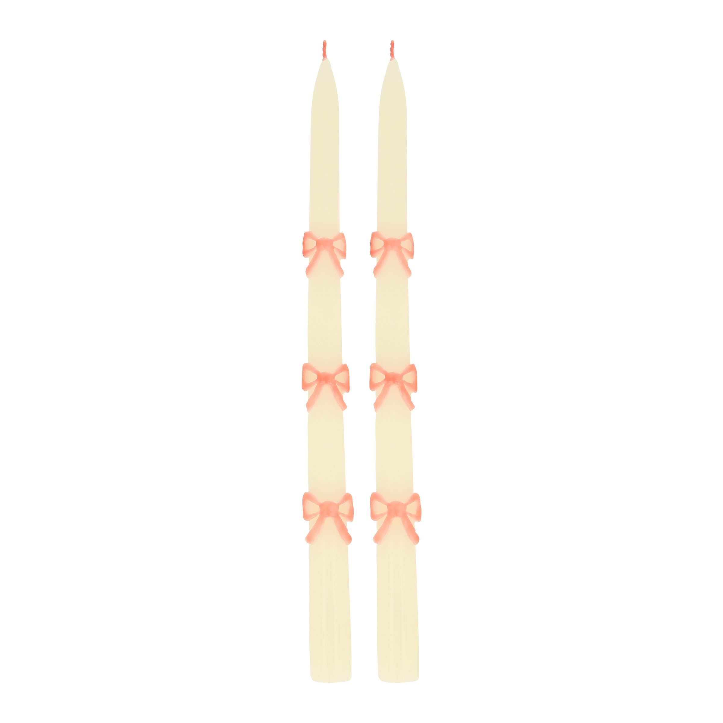 Pink Bow Taper Candles. Set of 2