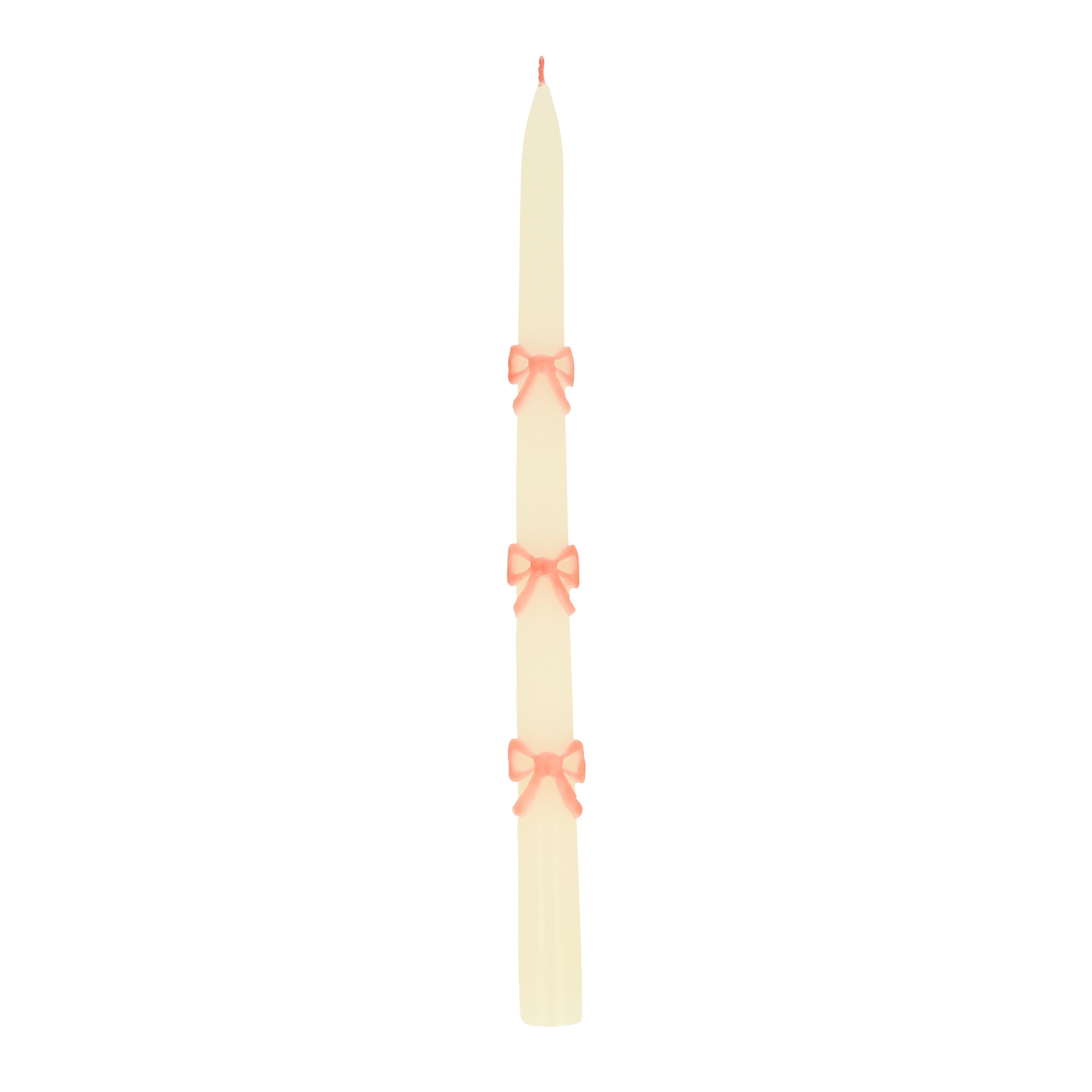 Pink Bow Taper Candles. Set of 2 - Image 3