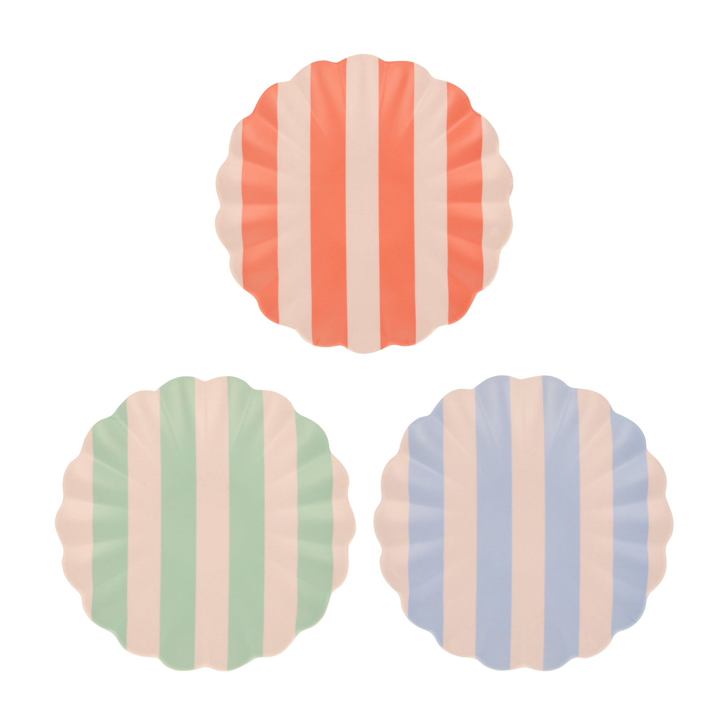 Stripey Assorted Bamboo Small Plates. Set of 6