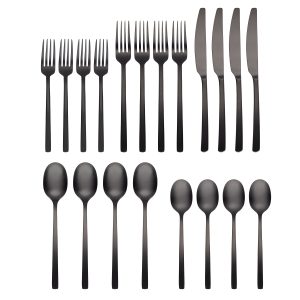Alternative view of Beacon Black Satin 20-Piece Flatware Set