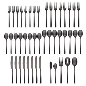 Alternative view of Beacon Black Satin 45-Piece Flatware Set