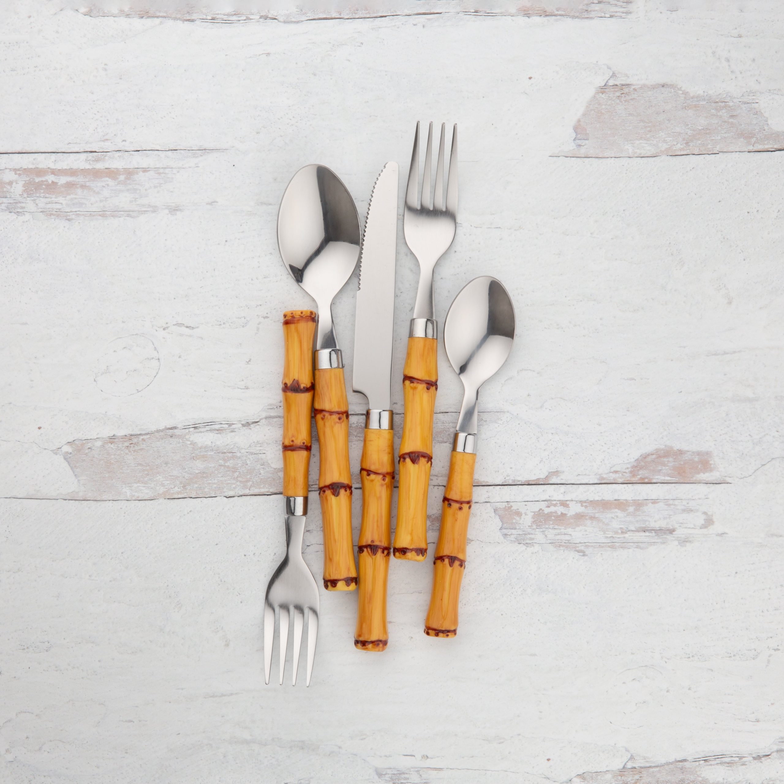 Bamboo Plastic Handle 20-Piece Flatware Set - Image 9