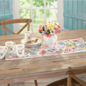 Alternative view of Butterfly Meadow Garden Embroidered Centerpiece Table Runner