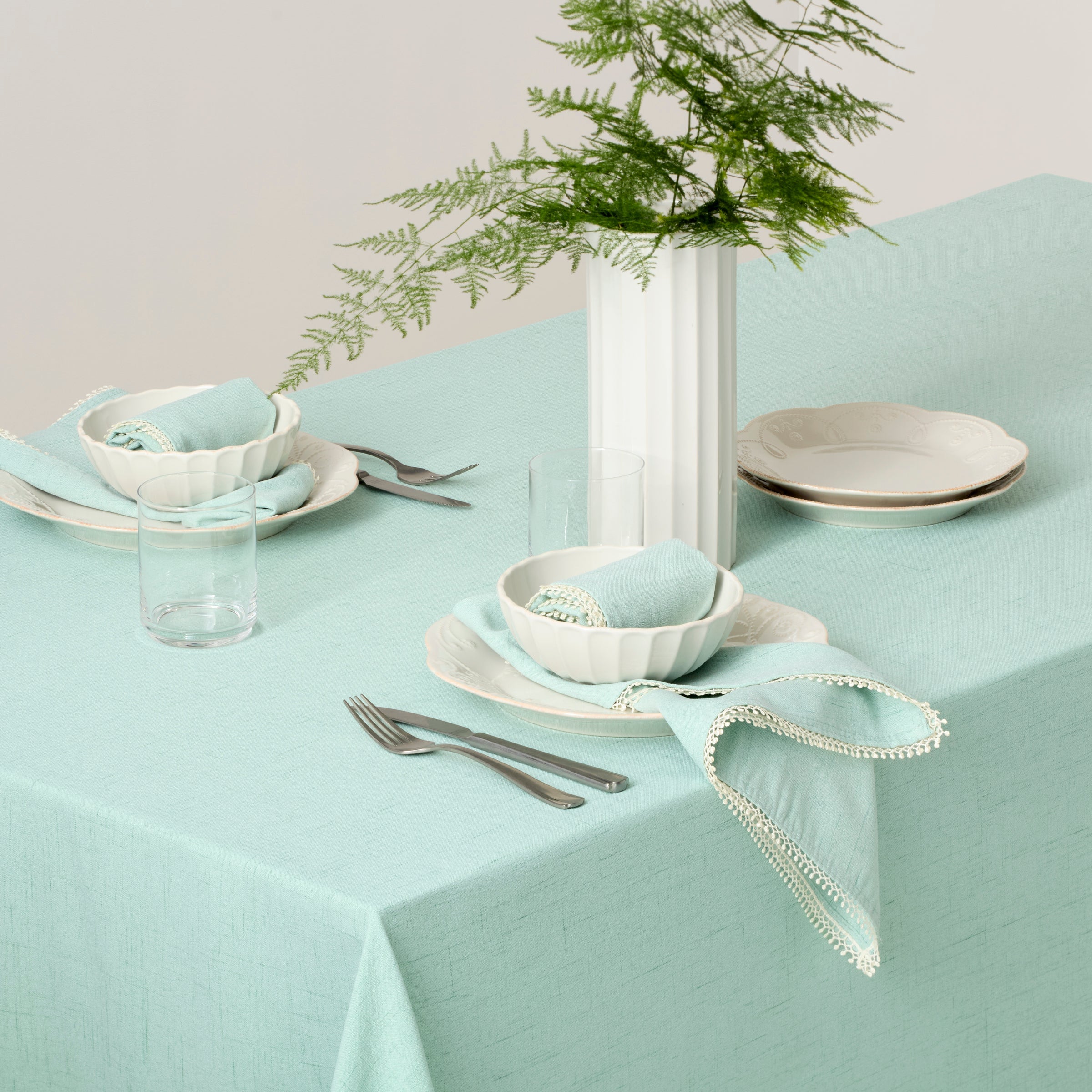 French Perle Ice Blue 60x84 Tablecloth - Image 4