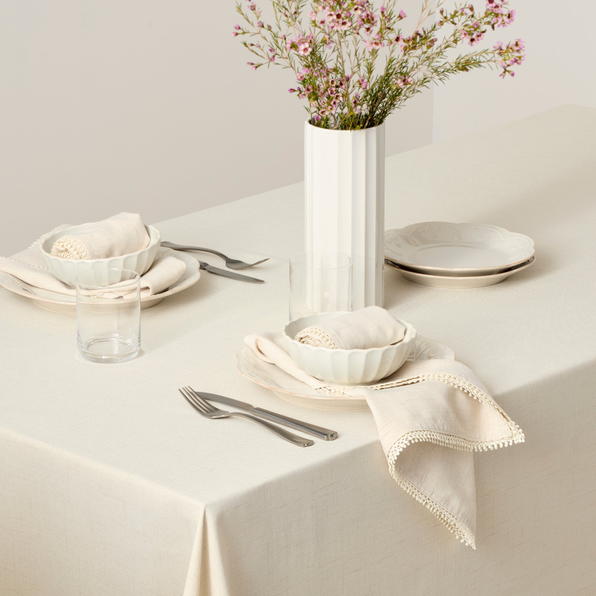 French Perle Natural 60x84 Tablecloth - Image 4