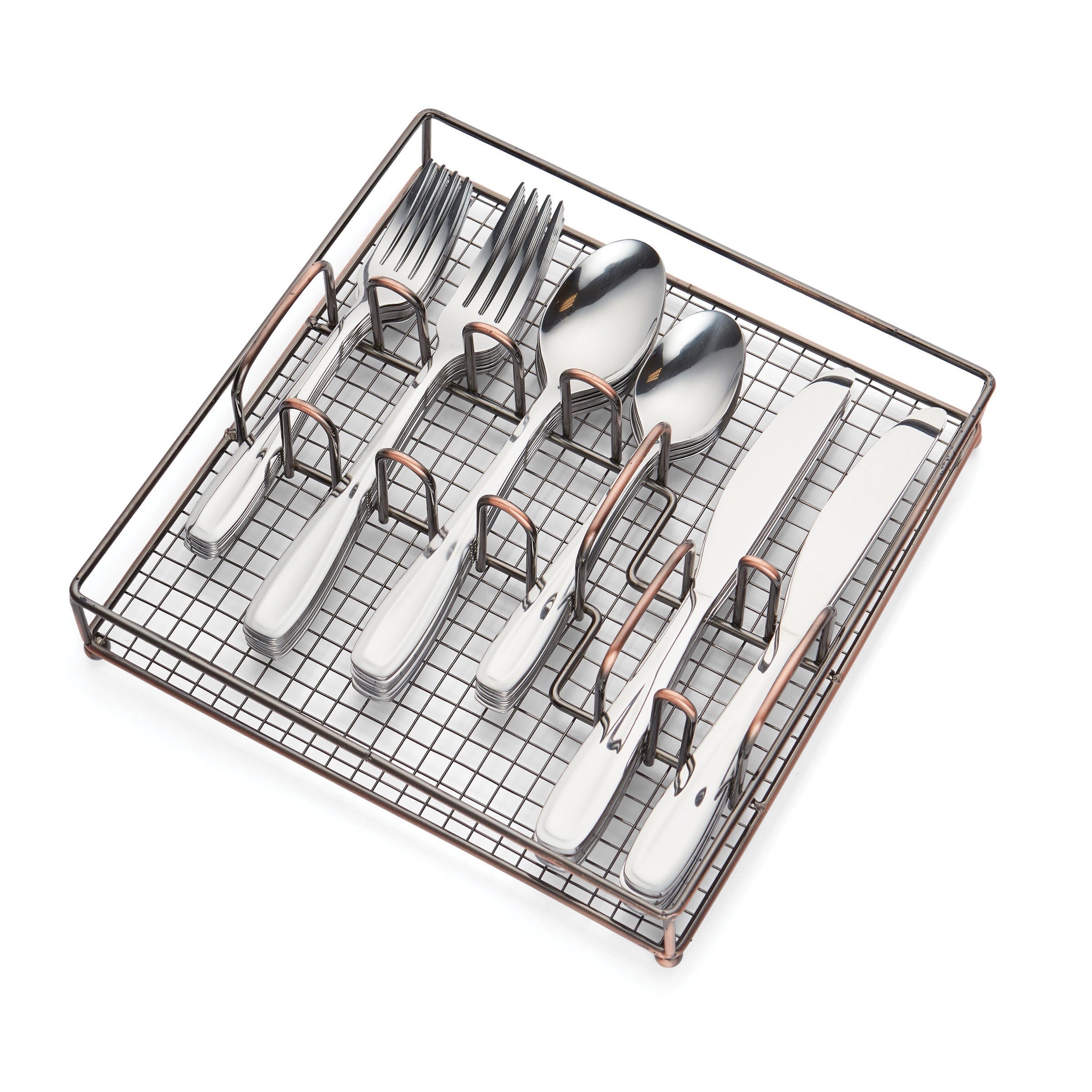 Waylen 40-Piece Flatware Set with Rustic Caddy - Image 3
