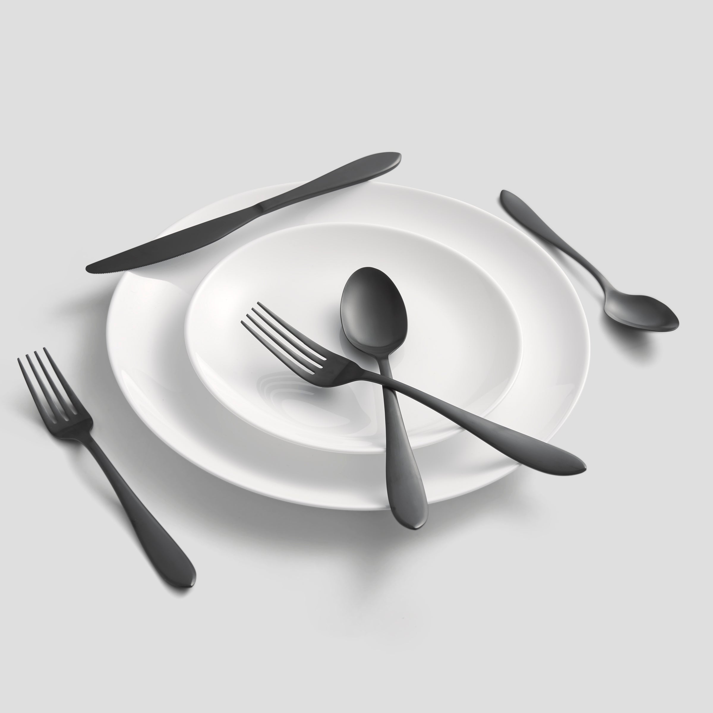Delia Black Satin 20-Piece Flatware Set - Image 2