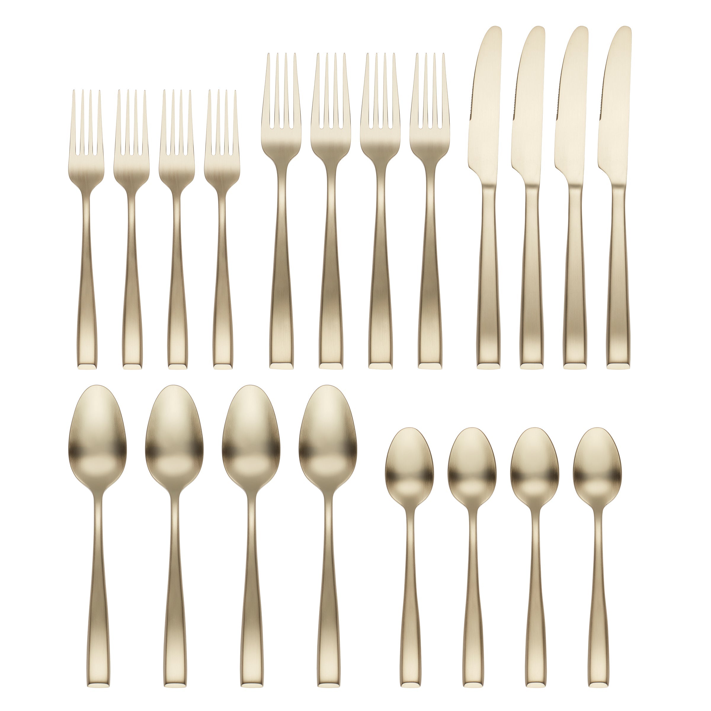 Samira Champagne Satin 20-Piece Flatware Set - Image 2