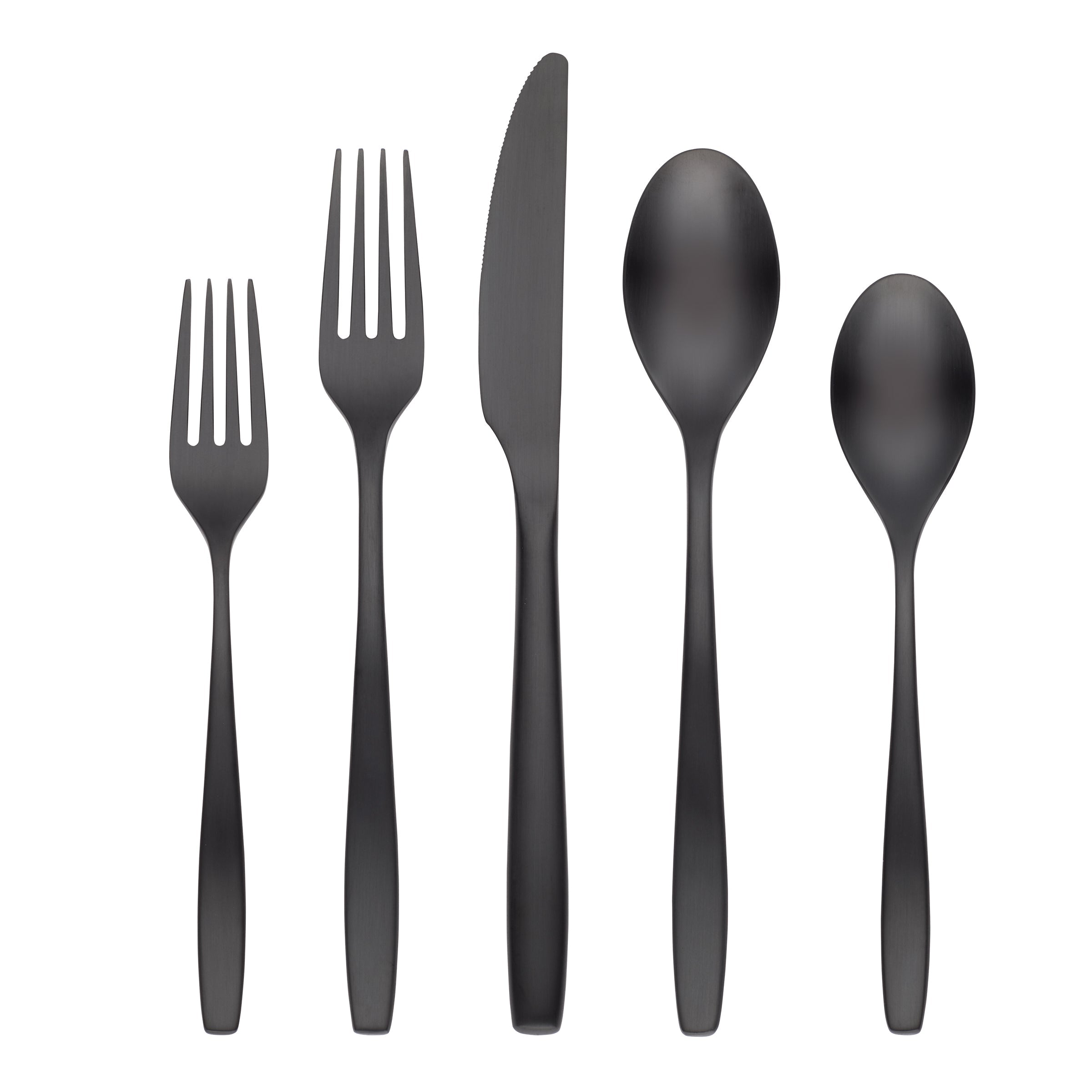 Averie Black Satin 20-Piece Flatware Set - Image 3