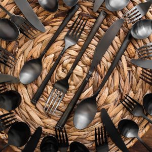 Alternative view of Emmy Black Satin 20-Piece Flatware Set