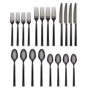Alternative view of Gailann Black Satin 20-Piece Flatware Set