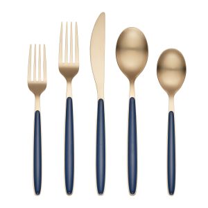 Alternative view of Kiernan Champagne Satin Navy Handle 20-Piece Flatware Set