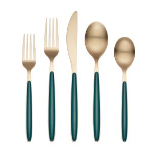 Alternative view of Kiernan Champagne Satin Green Handle 20-Piece Flatware Set
