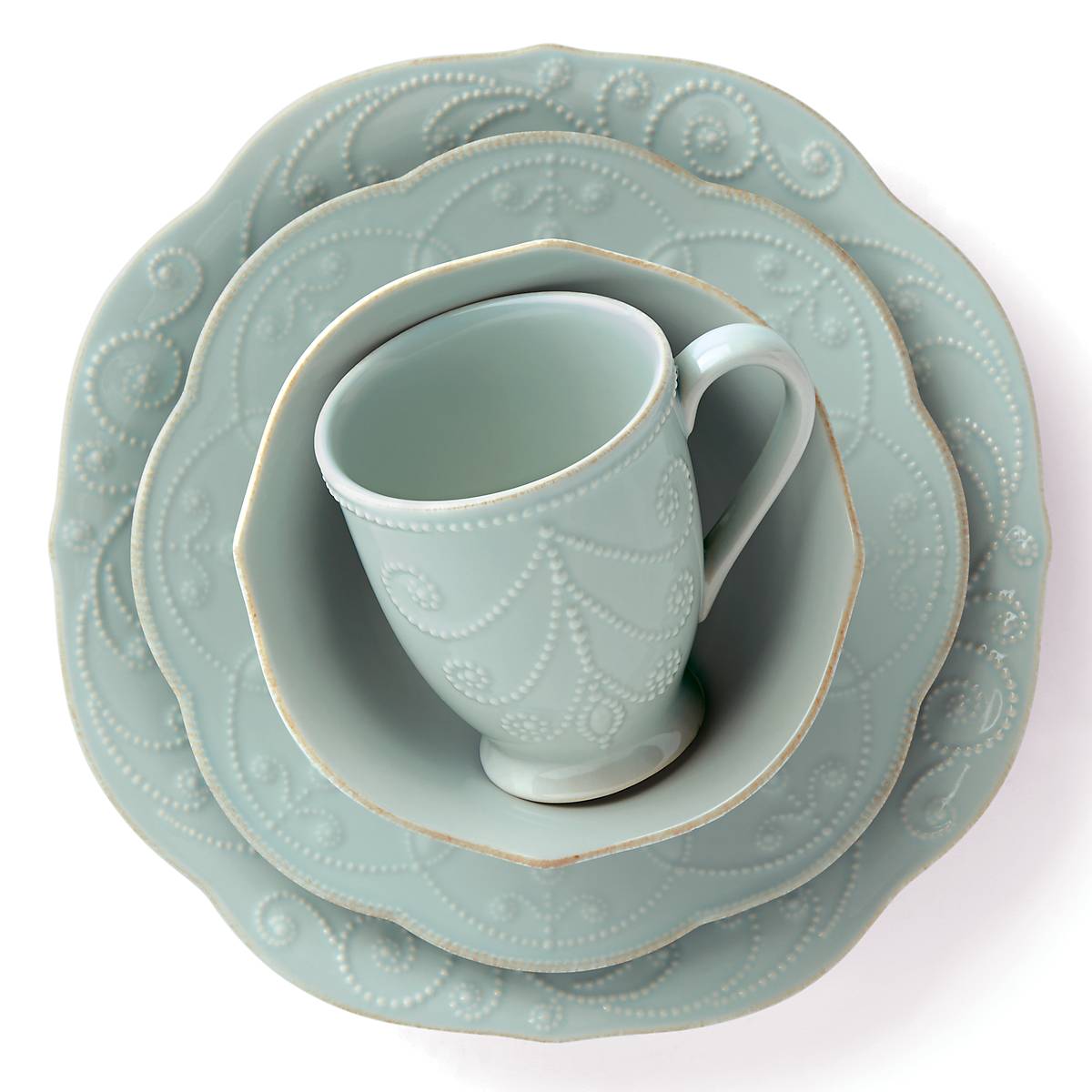French Perle Ice Blue 4-Piece Place Setting - Image 3