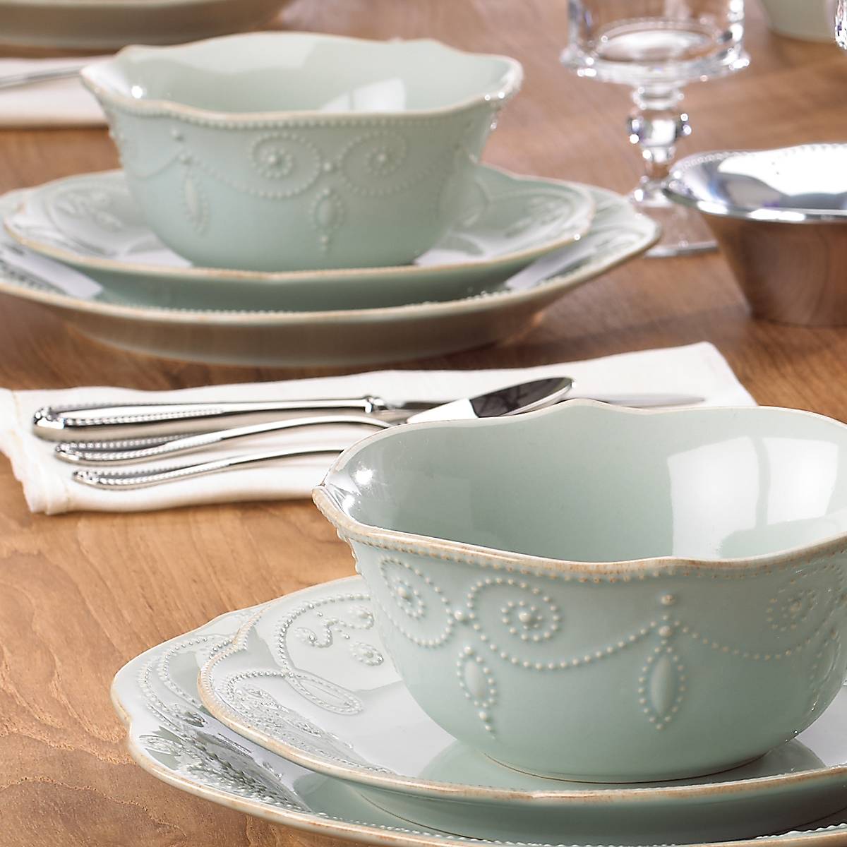 French Perle Ice Blue 4-Piece Place Setting - Image 4
