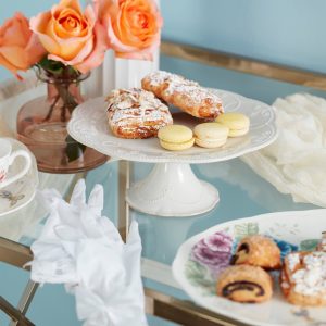 Alternative view of French Perle White Pedestal Cake Plate