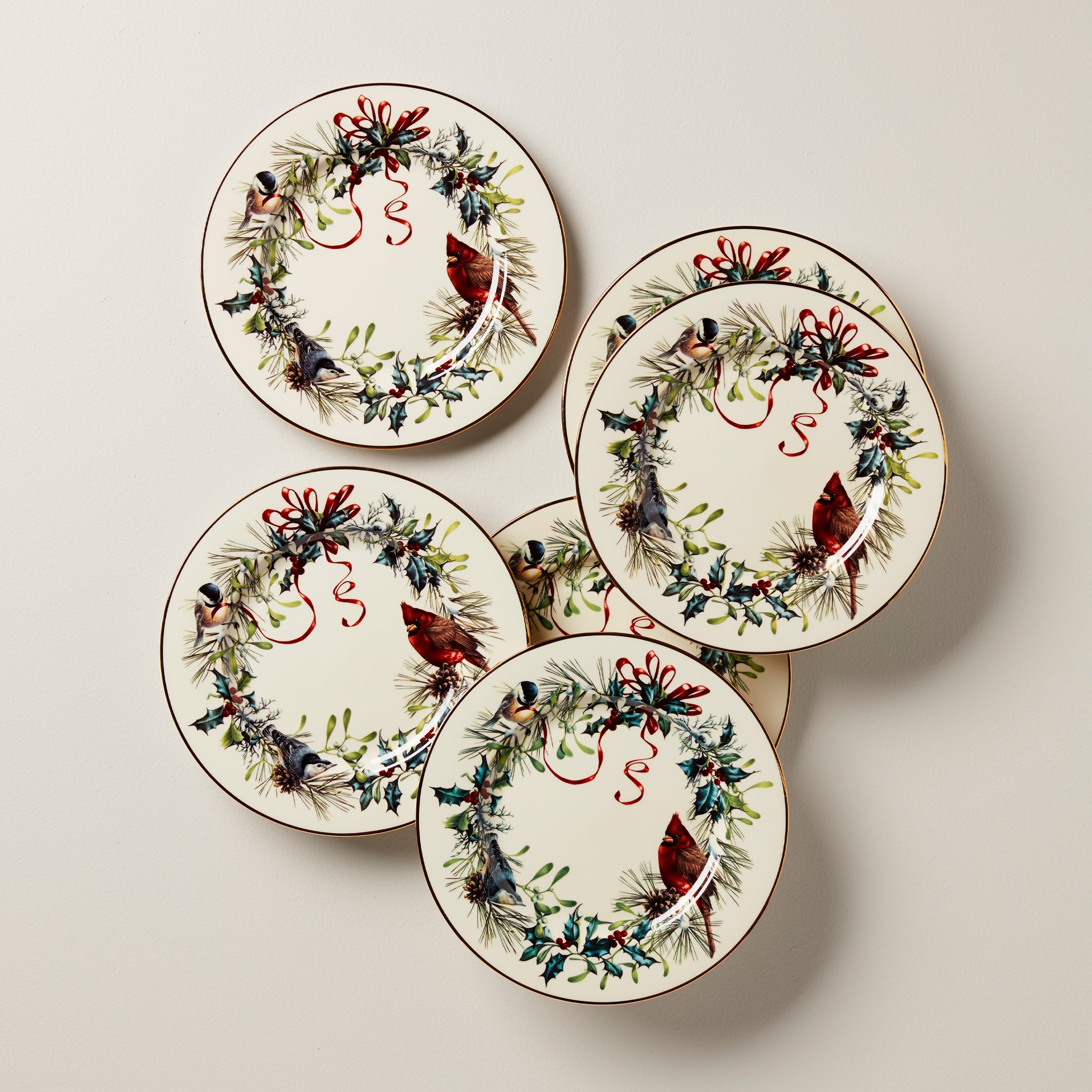 Winter Greetings Salad Plates. Set of 6