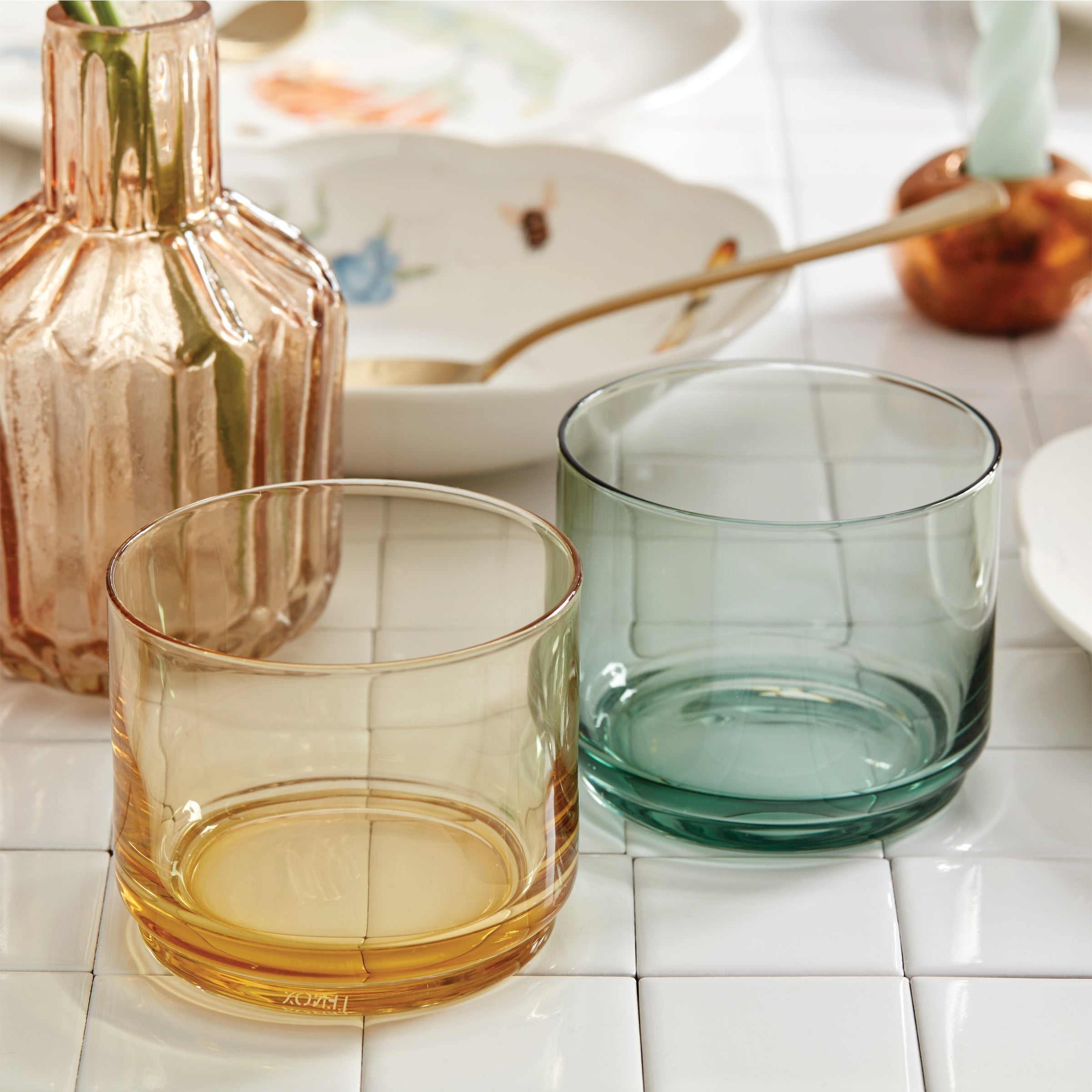 Tuscany Classics Stackable Amber Short Glasses. Set of 4 - Image 12