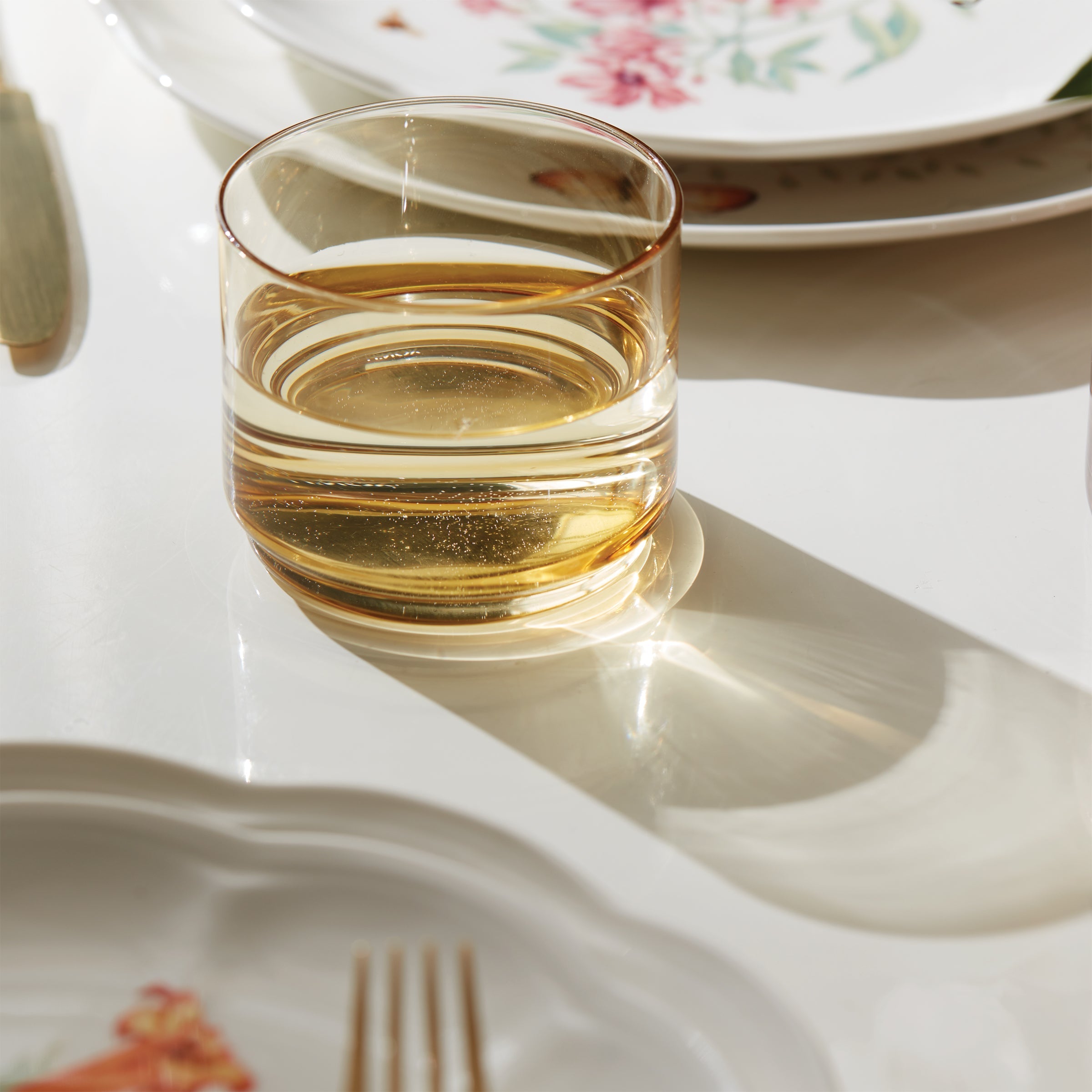 Tuscany Classics Stackable Amber Short Glasses. Set of 4 - Image 2