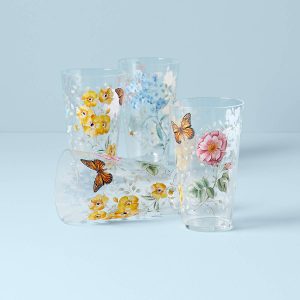 Butterfly Meadow Acrylic Highball Glasses. Set of 4