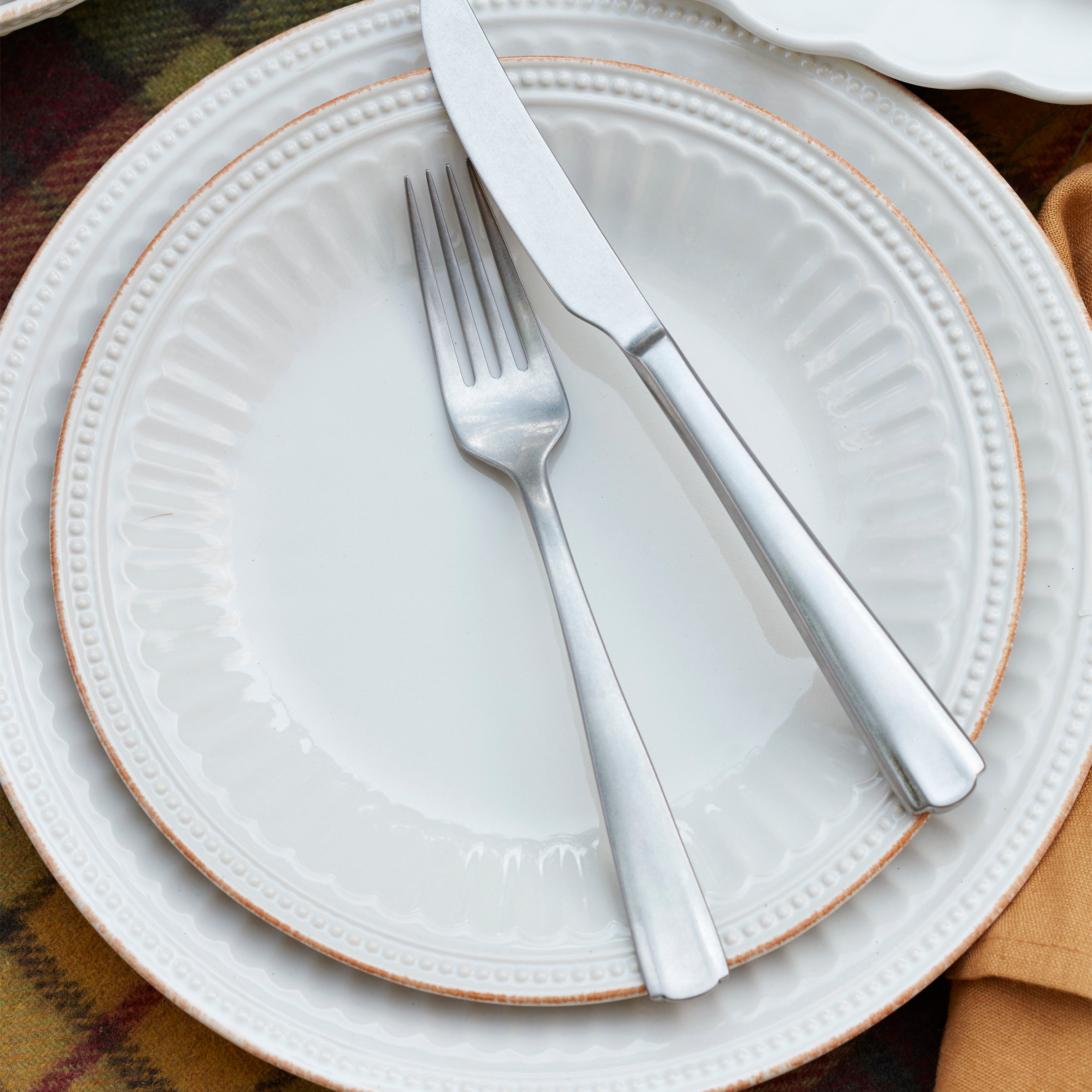 French Perle Groove White 18-Piece Dinnerware Set - Image 2