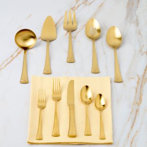 Alternative view of Portola Gold Satin 5-Piece Hostess Set