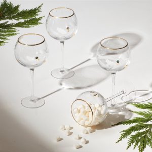 Alternative view of Holiday Gold Balloon Glasses. Set of 4