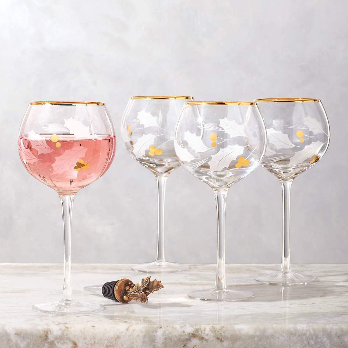 Holiday Gold Balloon Glasses. Set of 4 - Image 4