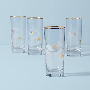 Holiday Gold Highball Glasses. Set of 4