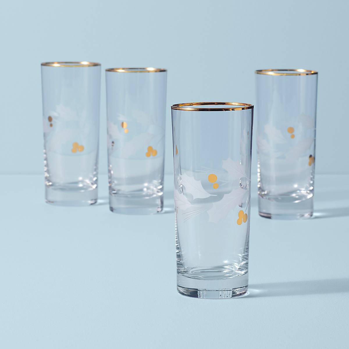 Holiday Gold Highball Glasses. Set of 4
