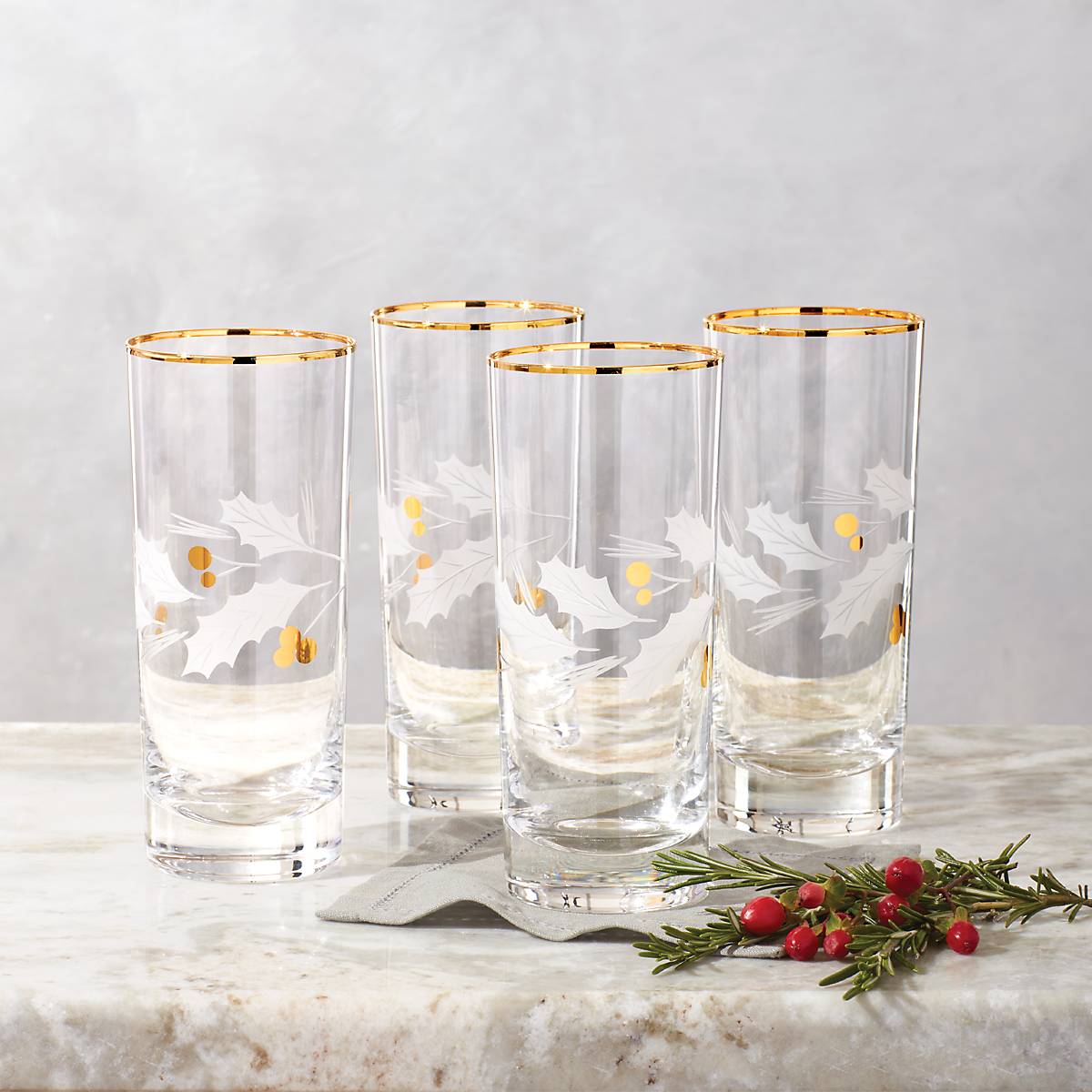 Holiday Gold Highball Glasses. Set of 4 - Image 4