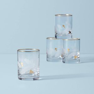 Holiday Gold Double Old-Fashioned Glasses. Set of 4