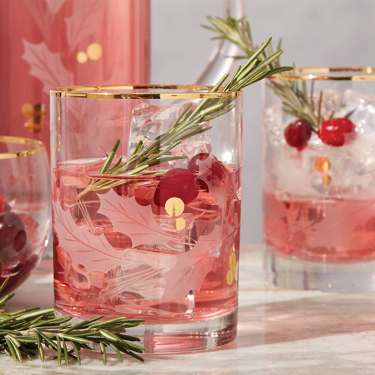 Holiday Gold Double Old-Fashioned Glasses. Set of 4 - Image 4