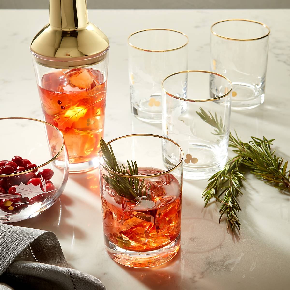 Holiday Gold Double Old-Fashioned Glasses. Set of 4 - Image 5