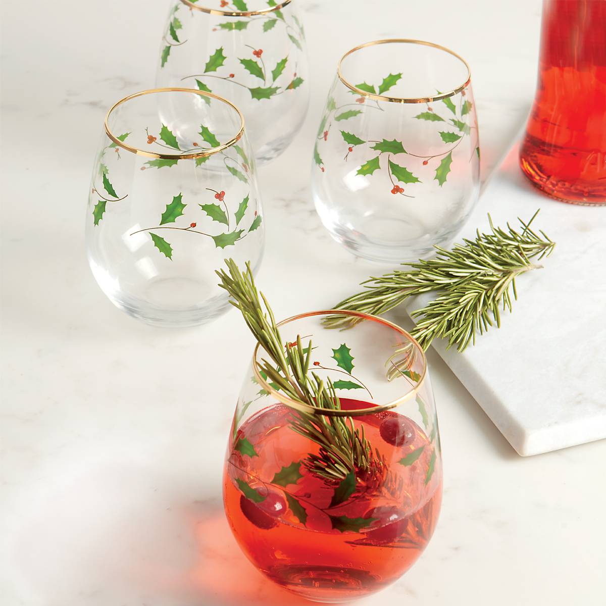 Holiday Stemless Wine Glasses. Set of 4 - Image 6