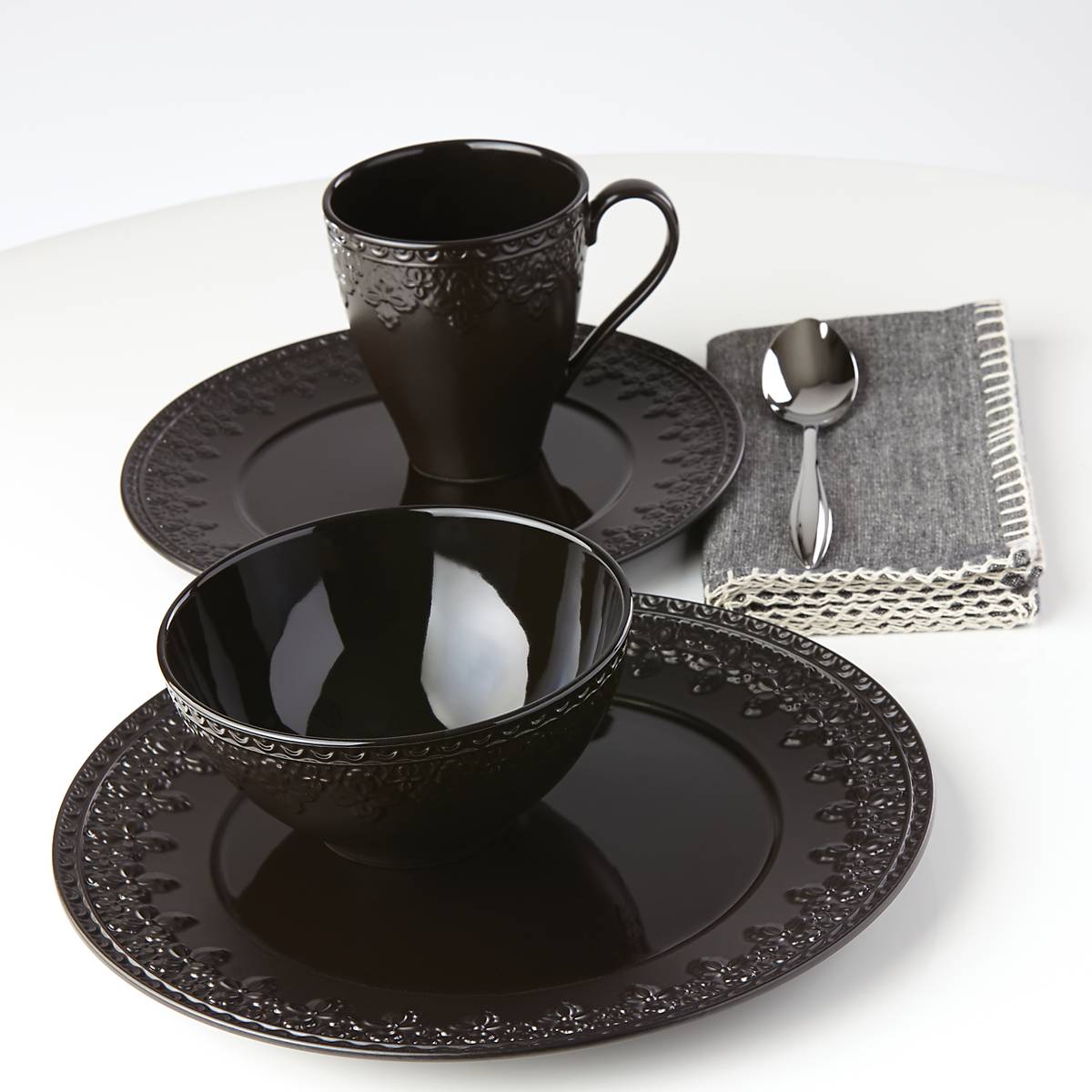 Chelse Muse Fleur Black All-Purpose Bowls. Set of 4 - Image 7