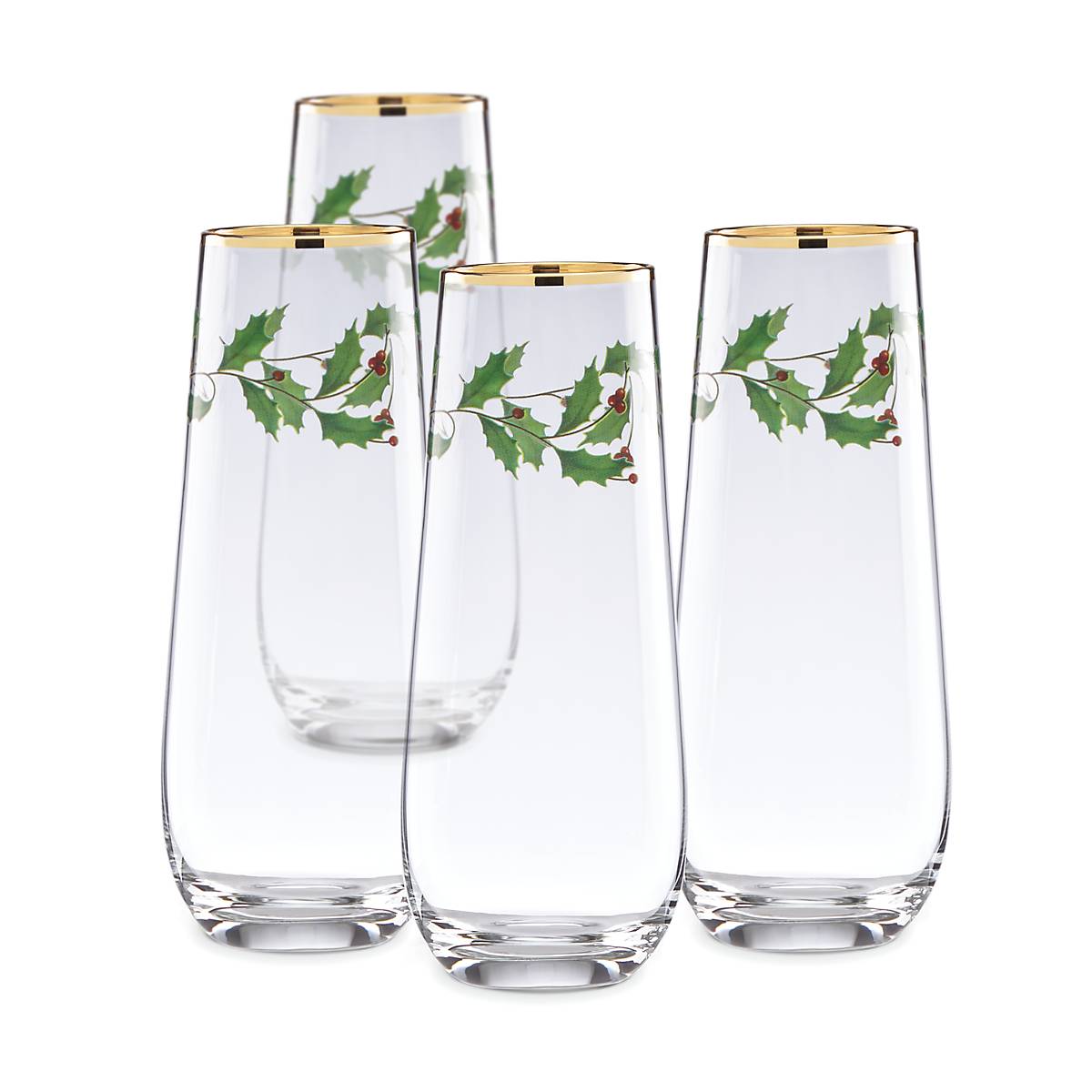 Holiday Stemless Flute Glasses. Set of 4 - Image 2