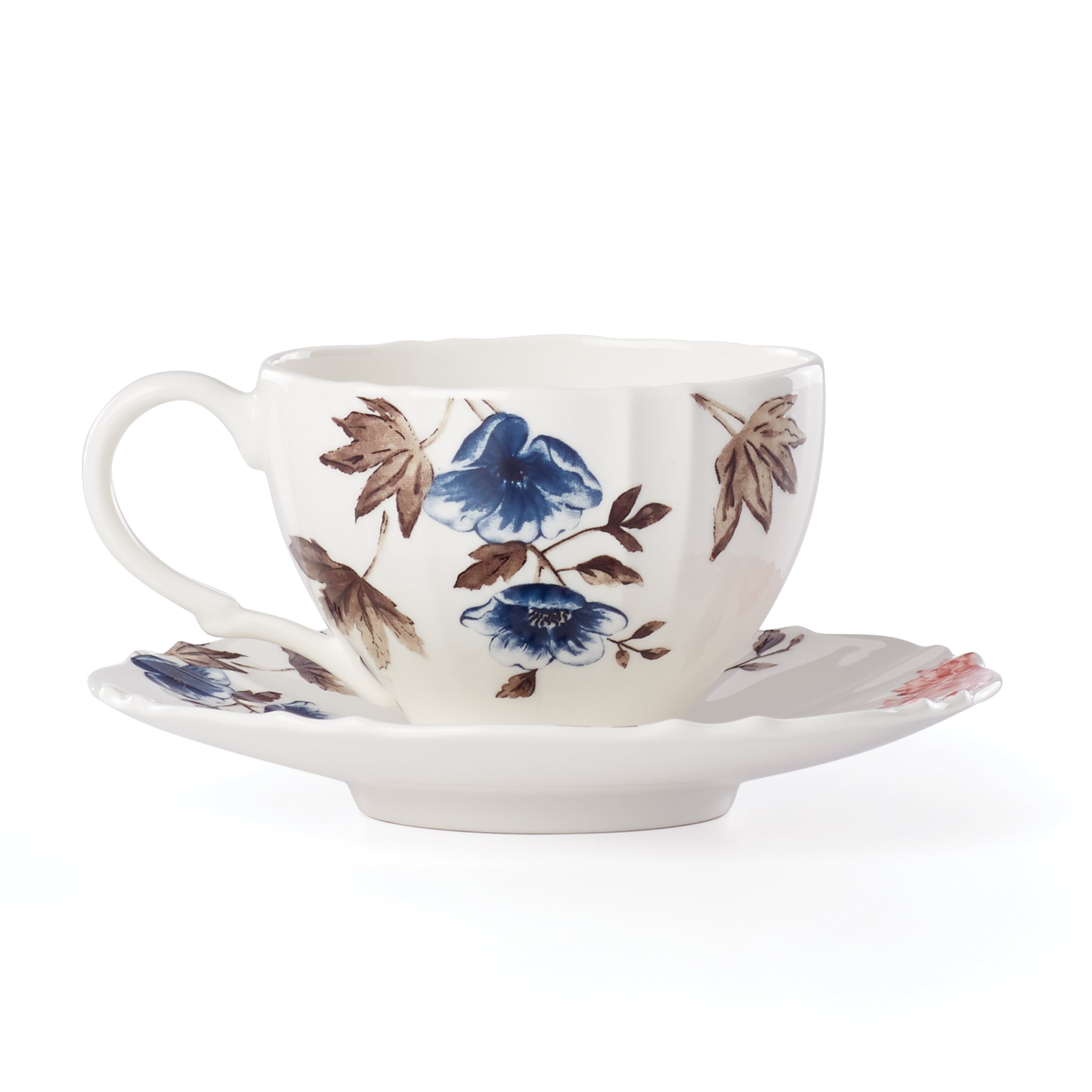 Sprig & Vine White Teacup & Saucer - Image 2