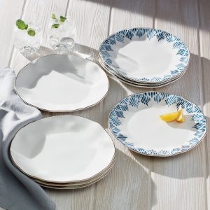Alternative view of Blue Bay White Dinner Plates. Set of 4