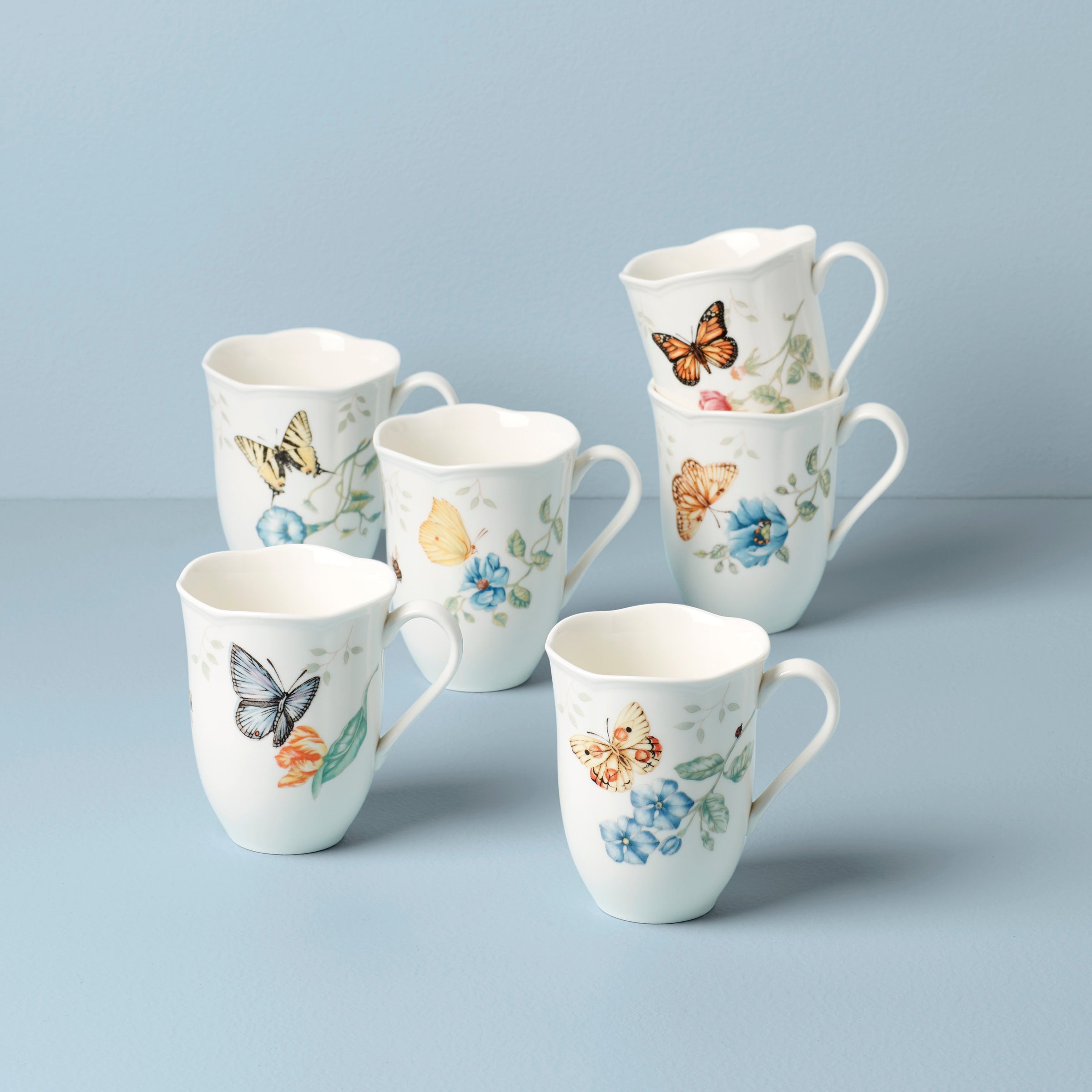 Butterfly Meadow Mugs. Set of 6