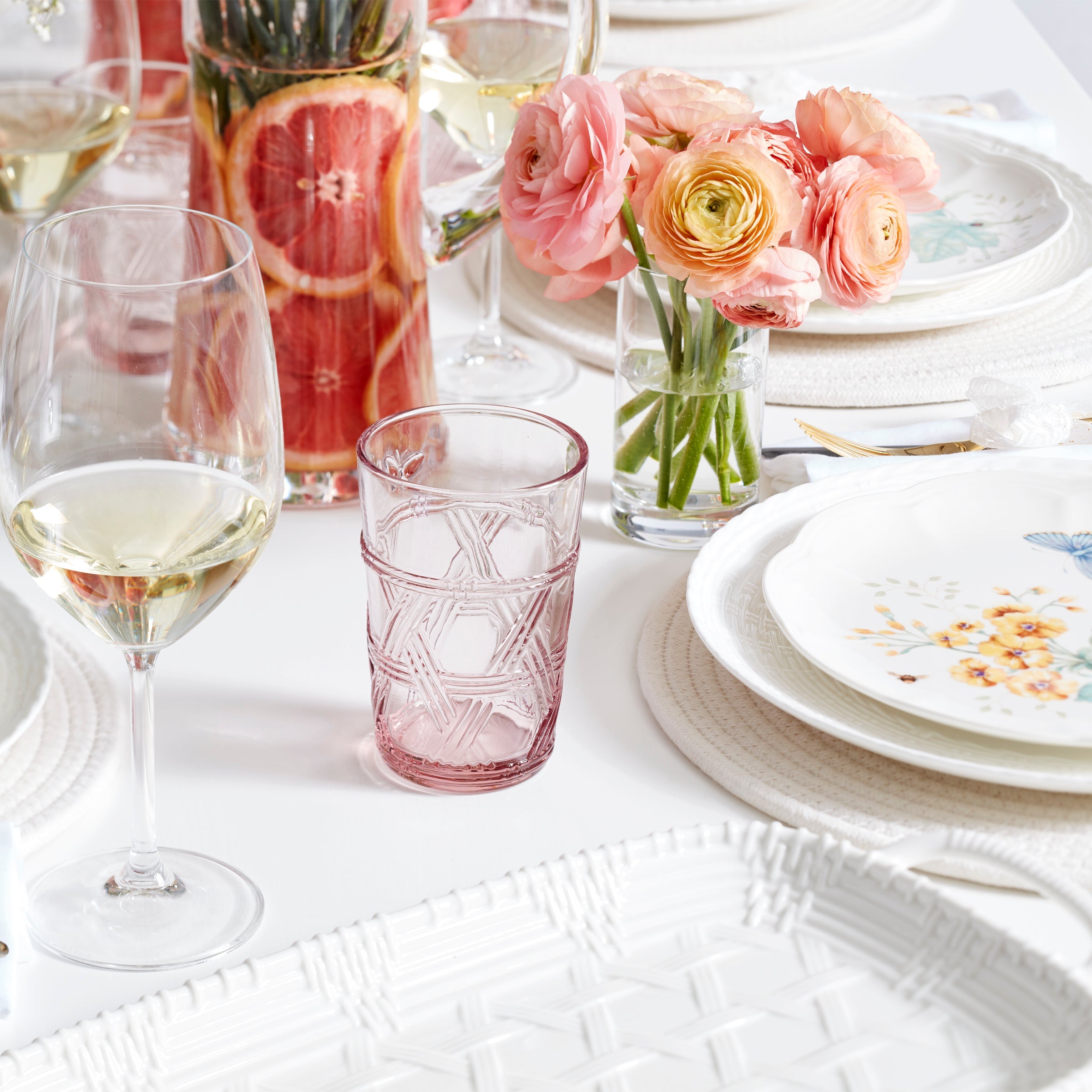 Butterfly Meadow Pink Tall Glasses. Set of 4 - Image 3
