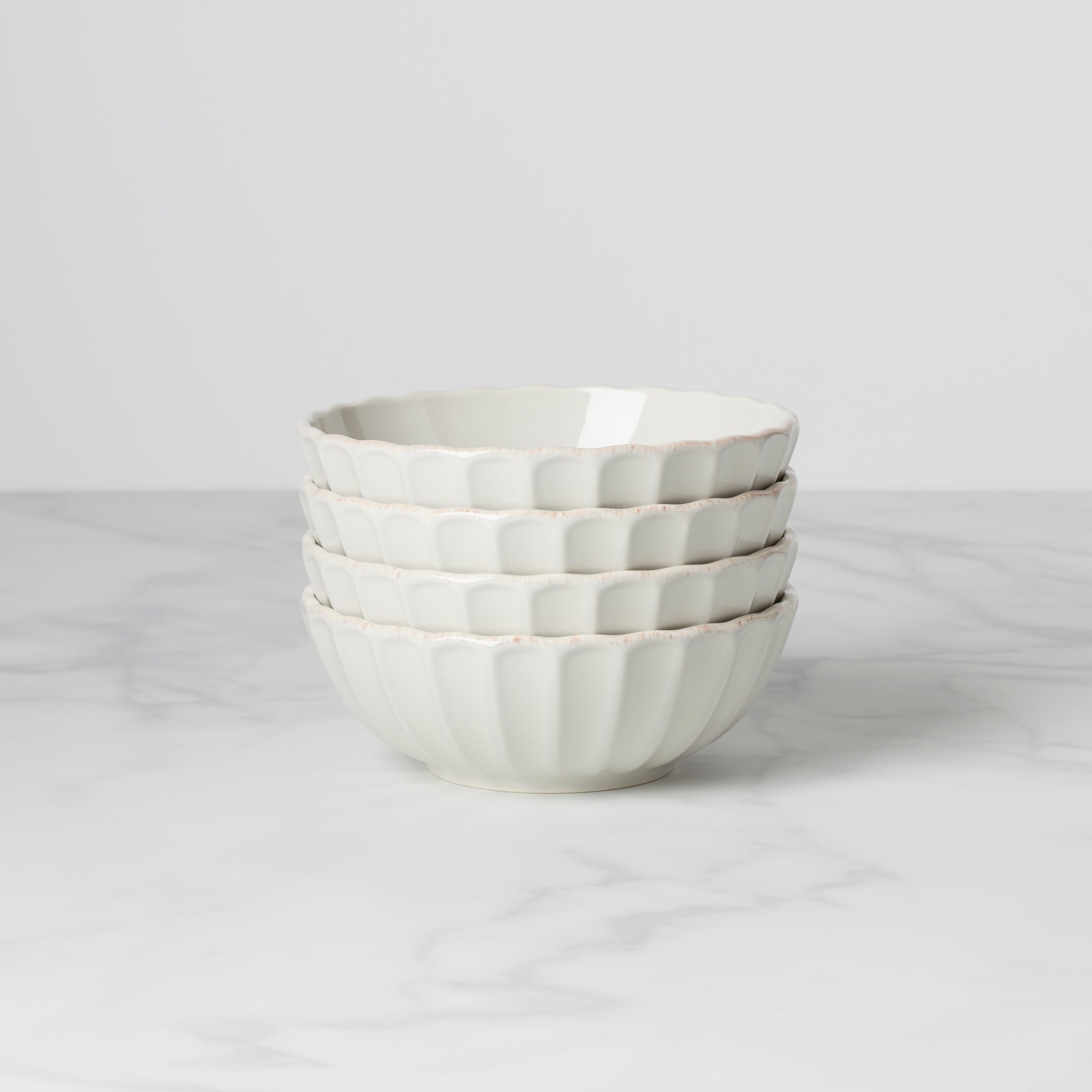 French Perle Scallop White All-Purpose Bowls. Set of 4 - Image 2