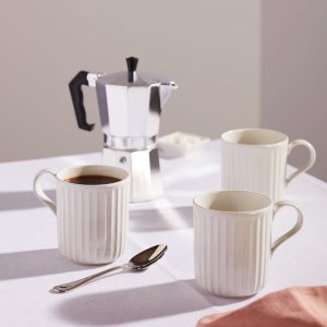 Alternative view of French Perle Scallop White Mugs. Set of 4