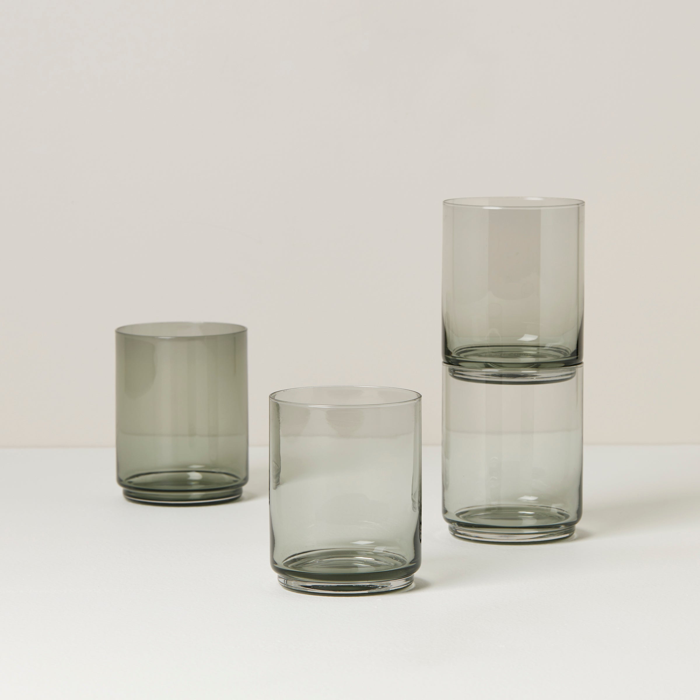 Tuscany Classics Stackable Smoke Tall Glasses. Set of 4