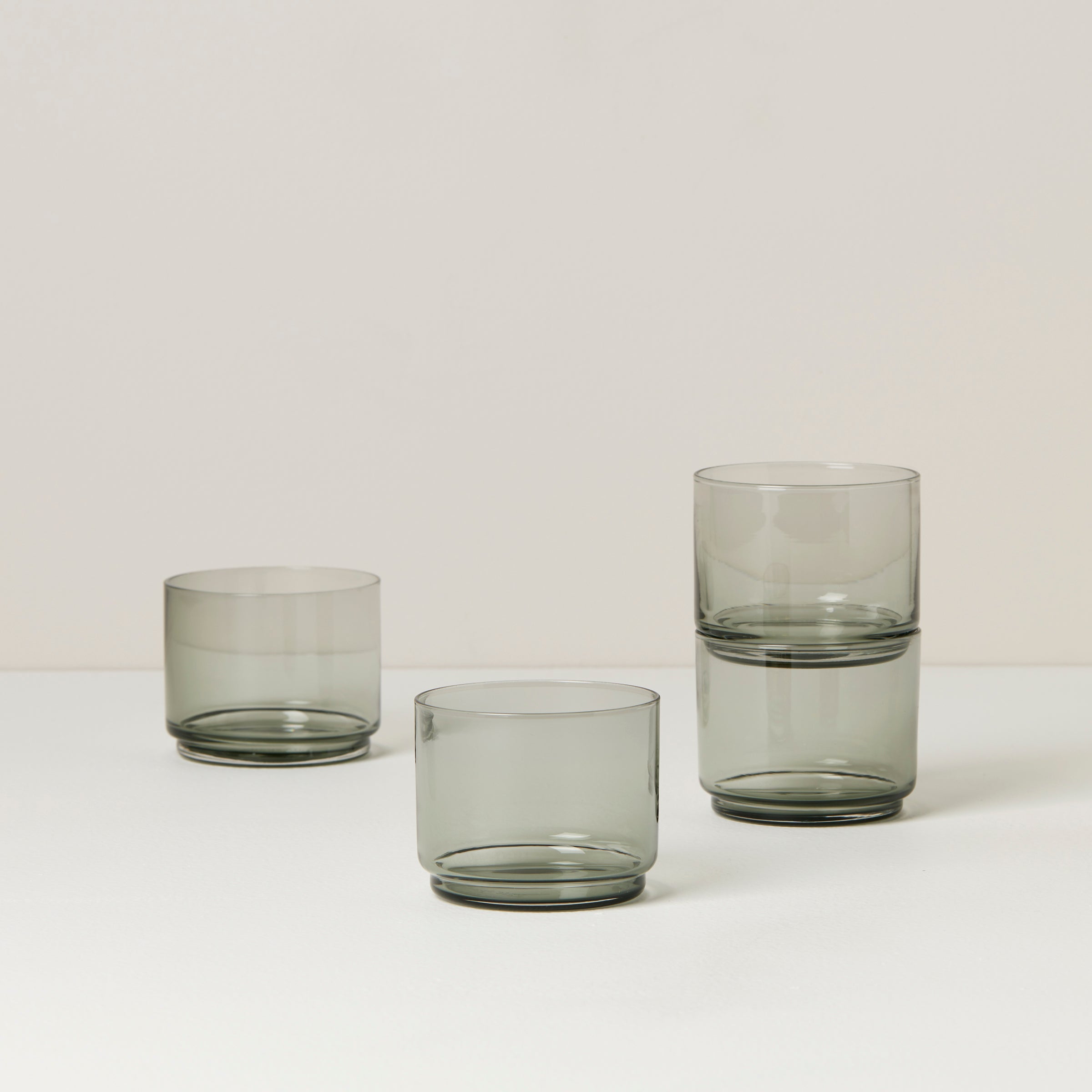 Tuscany Classics Stackable Smoke Short Glasses. Set of 4