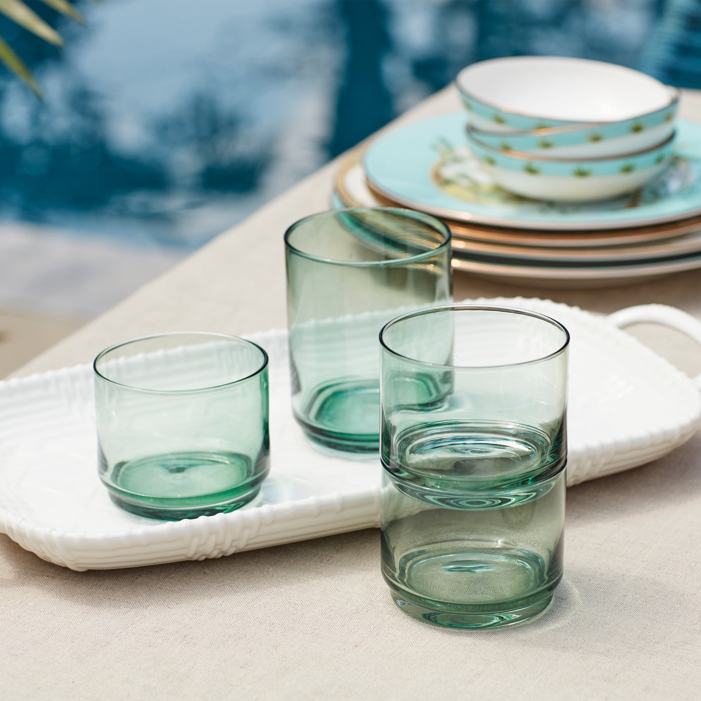 Tuscany Classics Stackable Green Short Glasses. Set of 4 - Image 3