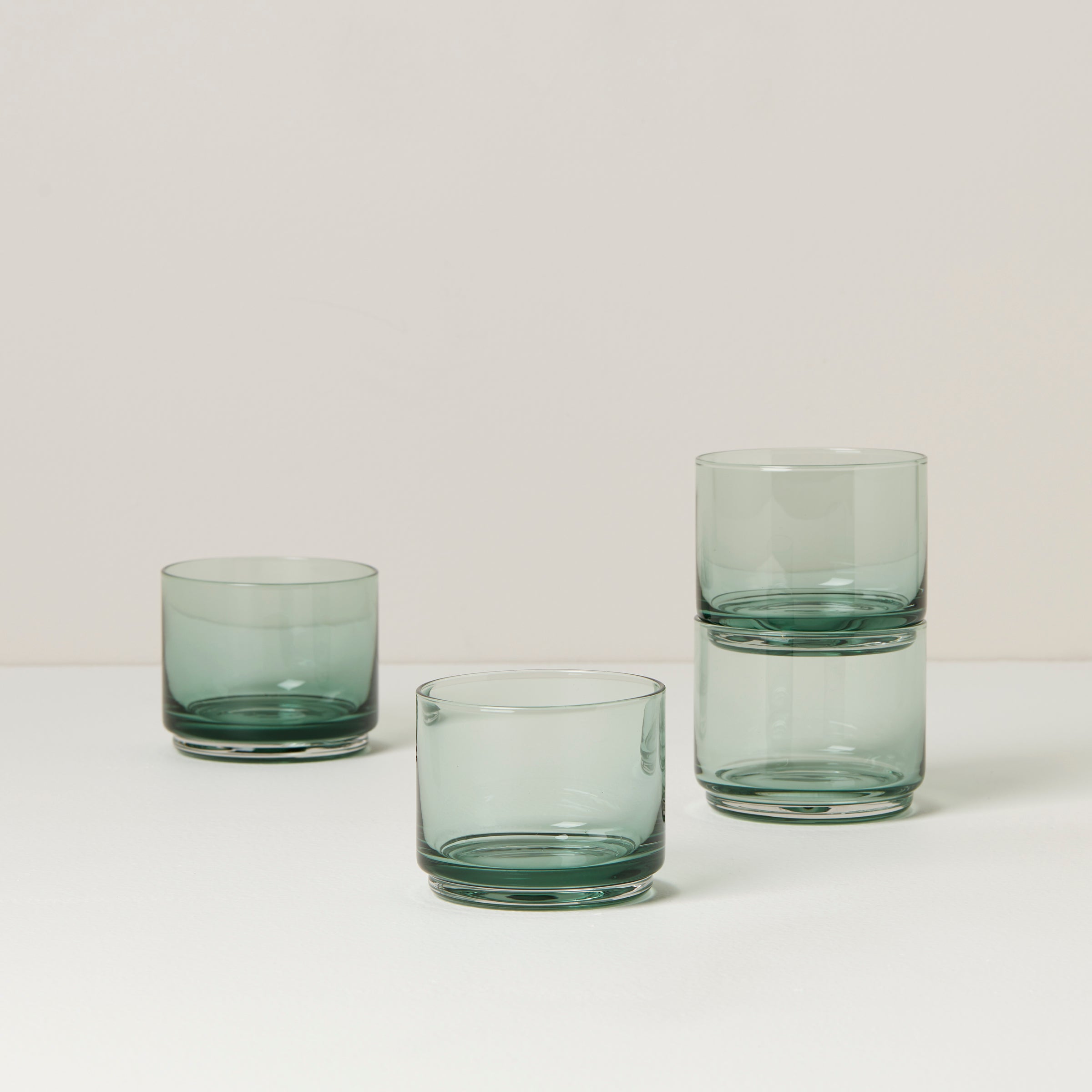 Tuscany Classics Stackable Green Short Glasses. Set of 4
