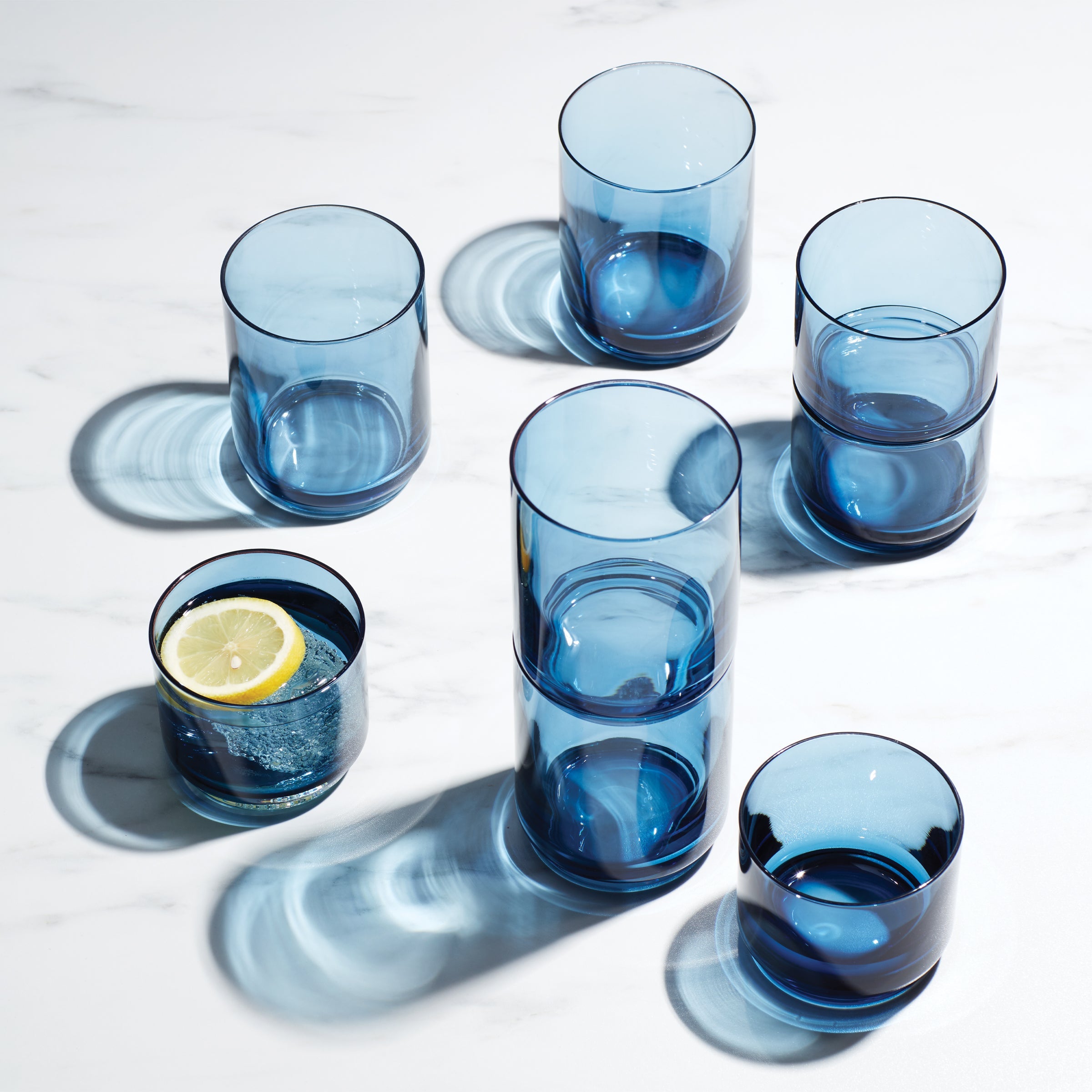 Tuscany Classics Stackable Blue Tall Glasses. Set of 4 - Image 4